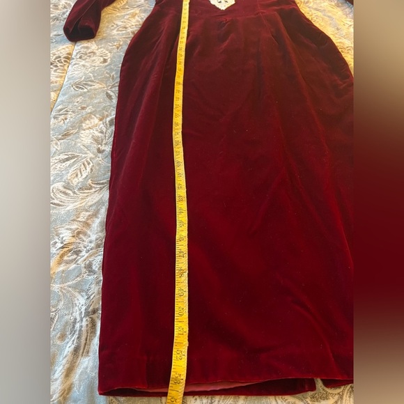 Vtg Jessica McClintock Velvet Hand Beaded Sequin Evening Gown Dress Burgundy 14 - Picture 14 of 17